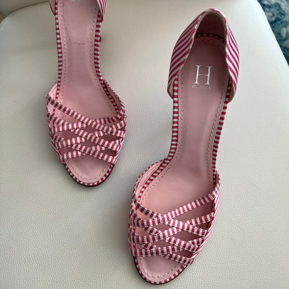 Tommy Hilfiger Pink Striped Heels (Size 8M)/ New without tags or box